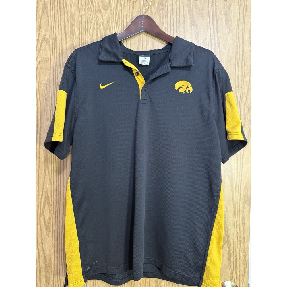 Nike Dri-Fit Mens Black Short Sleeve Polo Shirt - NCAA Iowa Hawkeyes - Size XL